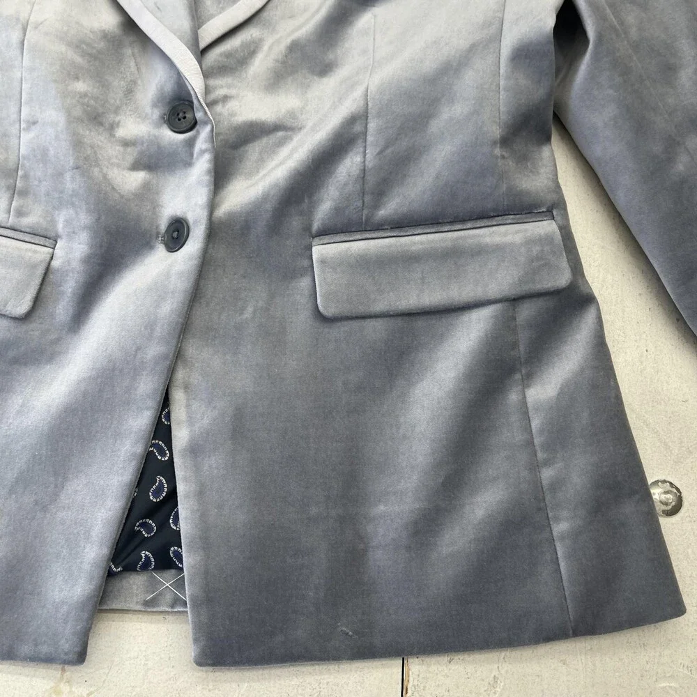 J.Crew Tuxedo Blazer Jacket Womens 10 Gray Velvet Two Button Lined Work Party - Picture 2 of 9